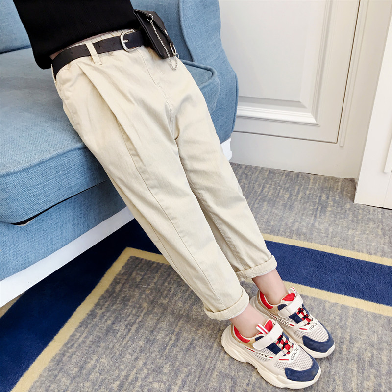 Girls casual pants velvet thickened 2021 autumn and winter new children's dad Yangpai Luo turnip pants children's trousers Korean version