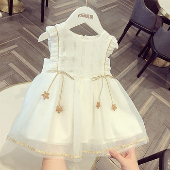 Girls' super fairy mesh princess dress 2022 summer new Korean version baby fluffy gauze dress children's foreign style skirt