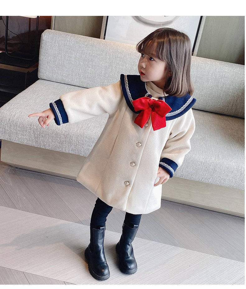 Girl Foreign Pie Academy Wind, 2021 Autumn Dress New Girl Clip Cotton Thickened Fur Coats Baby Windsuit