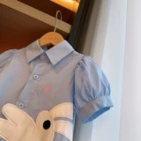 Летняя рубашка, мультяшная юбка на девочку, кролик, наряд маленькой принцессы, в корейском стиле, рукава фонарики