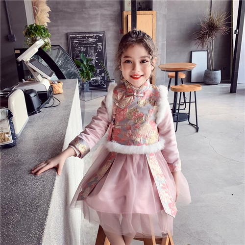 Детское зимнее ханьфу, утепленный детский комплект, китайский стиль