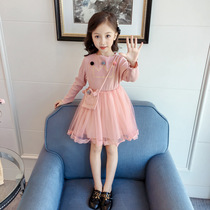 Female baby girl foreign skirt 2021 autumn dress new Korean girl princess mesh dress children dress little girl