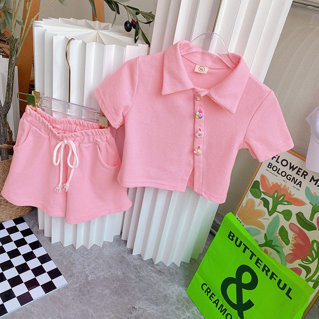 Girls Fashion Suit 2022 Summer New Korean Version Baby Casual Short Sleeve T-Shirt + Shorts Children's Korean Summer Dress