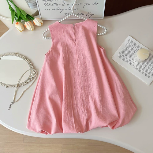 Летнее платье с бантиком без рукавов, жилет, комплект, в корейском стиле, в западном стиле