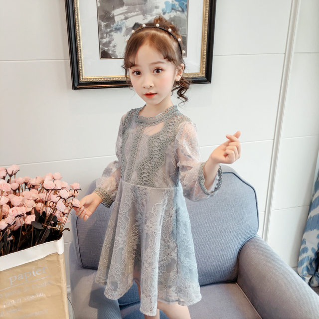 Girls dress 2022 spring and autumn new Korean version of the children's skirt girl Western style lace princess dress baby spring dress