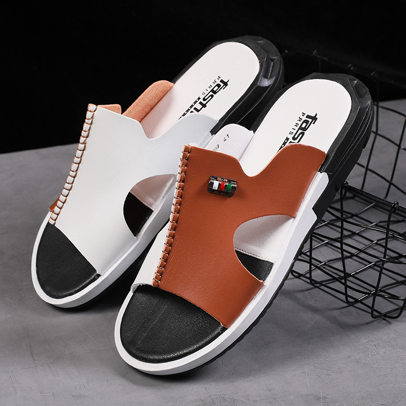 White Brownman slipper 2021 new pattern fashion personality trend outdoor  non-slip wear-resisting summer Wear out sandy beach Sandals