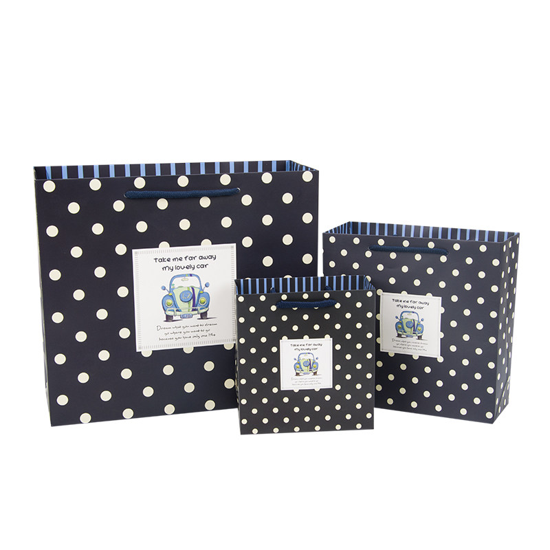 European style cartoon milk white dot car gift bag portable paper bag Birthday gift packaging bag wholesale