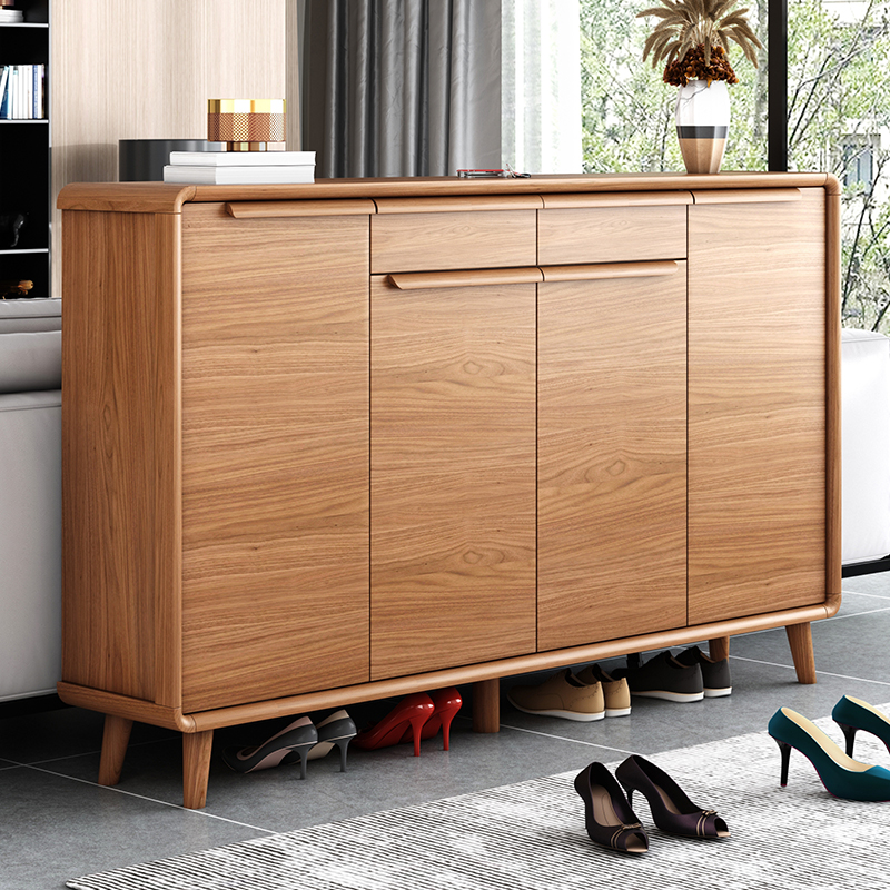 Entrance living room entrance cabinet shoe cabinet home doorway solid wood new Chinese style balcony locker storage large capacity Nordic