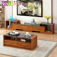 Tủ mới đồ nội thất phòng khách bàn trà kết hợp tủ TV gỗ rắn sơn có thể thu vào hiện đại Của Trung Quốc phong cách đơn giản