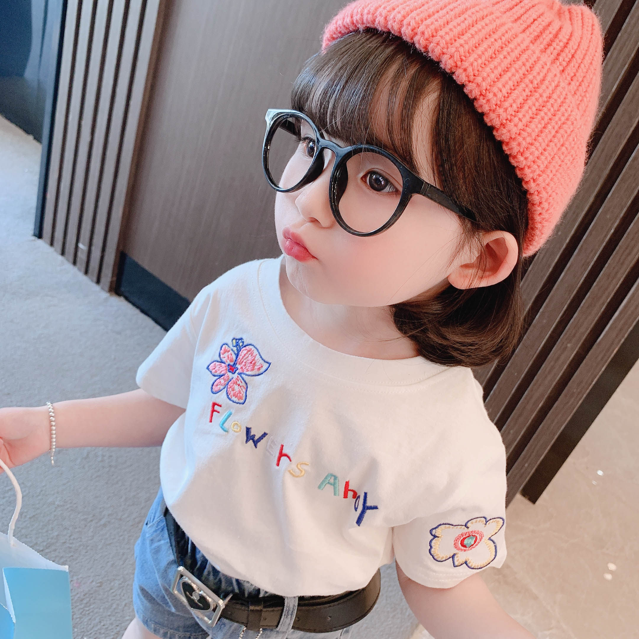 Children's short-sleeved t-shirt 2022 new summer girl's T-shirt girl baby embroidery bottoming shirt children's foreign school clothes - Taobao