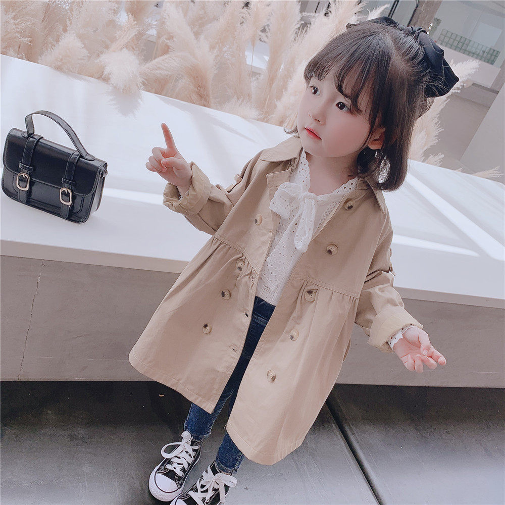 2021 Girls ' autumn new Korean version of the long children's windbreaker female baby child spring and autumn foreign style jacket