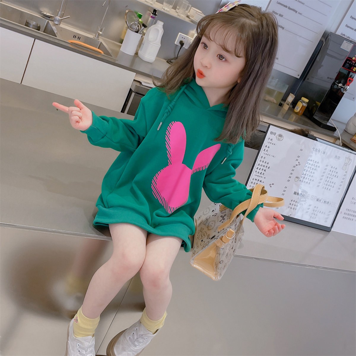 Girl Foreign Dress Autumn Clothing Children Spring Girl Wee Wear Skirt Han Edition Pure Cotton Female Baby Foreign Spring Autumn