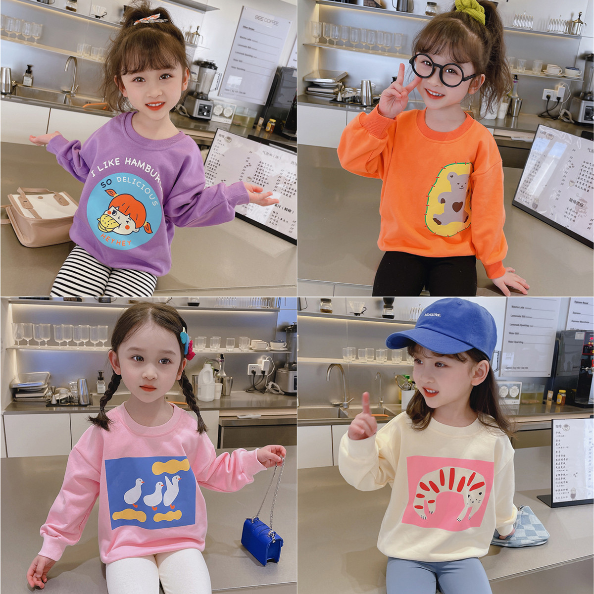 Pure Cotton Baby Cartoon Sweatshirt Girl Blouse Hood Child Long Sleeve Headboy Dress Foreign Pie 2022 Spring Dress New Fried Street