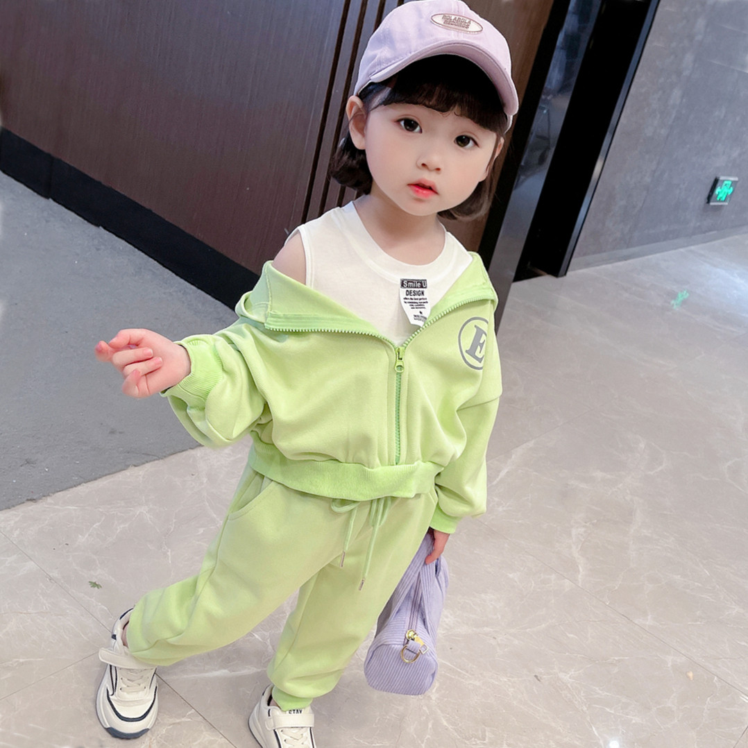 Girls Autumn Suite 2022 New Red Children's Kind Fashion Yang Female Baby Spring and Autumn Spring two sets