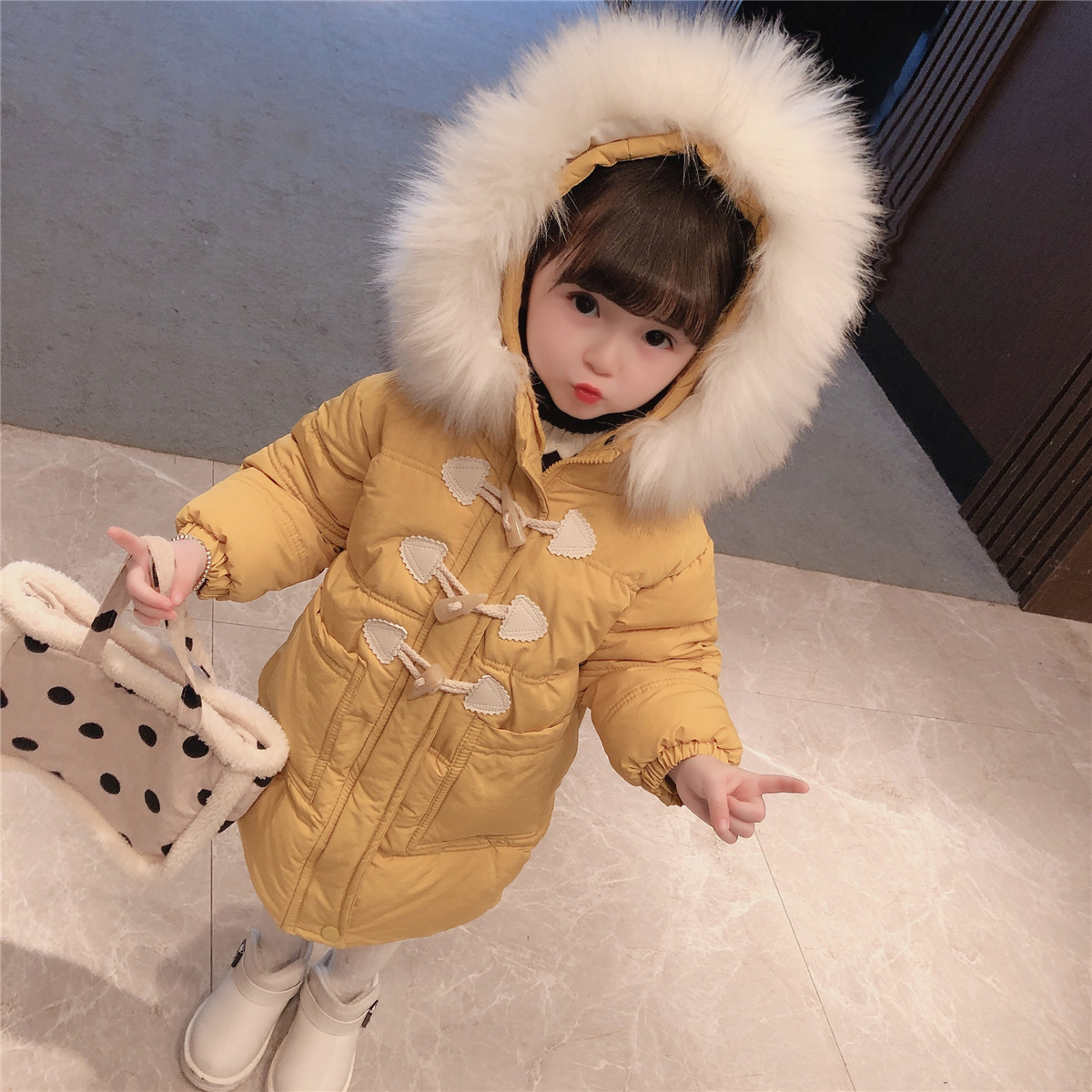 2020 girls winter clothing new Korean version of the long children's cotton coat coat female baby winter air quilted jacket cotton clothing