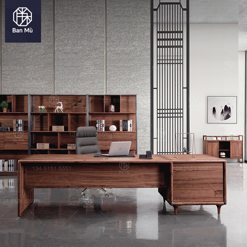 Solid wood desk walnut desk boss desk president desk high-end executive desk computer desk simple and modern