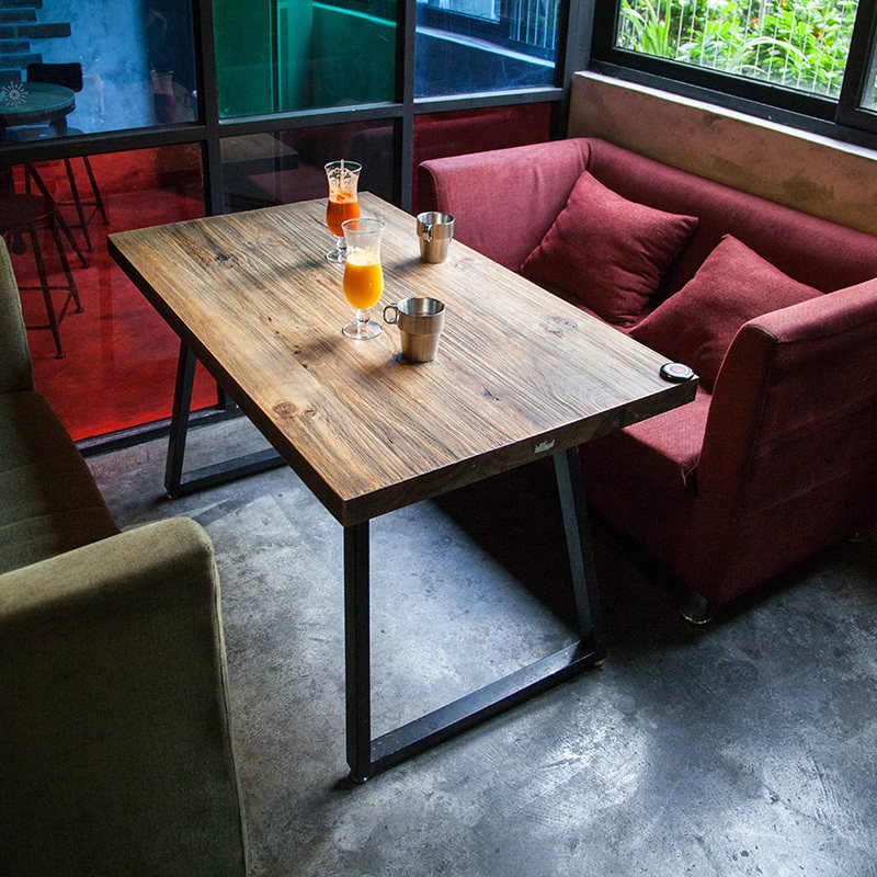 American Solid Wood Table Industrial Wind Doing Old Coffee Table Iron Art Square Retro Log Minima Desk Negotiation Table