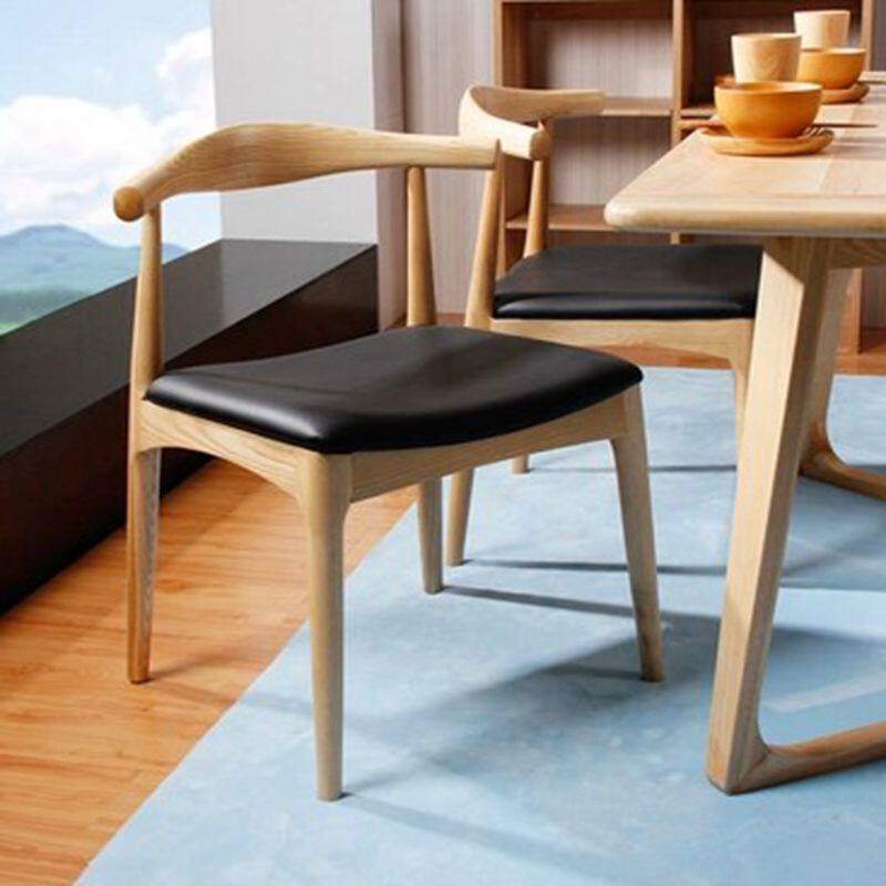 Nordic dining table and chair dining room fashion office home milk tea shop leisure solid wood back chair net red chair simple