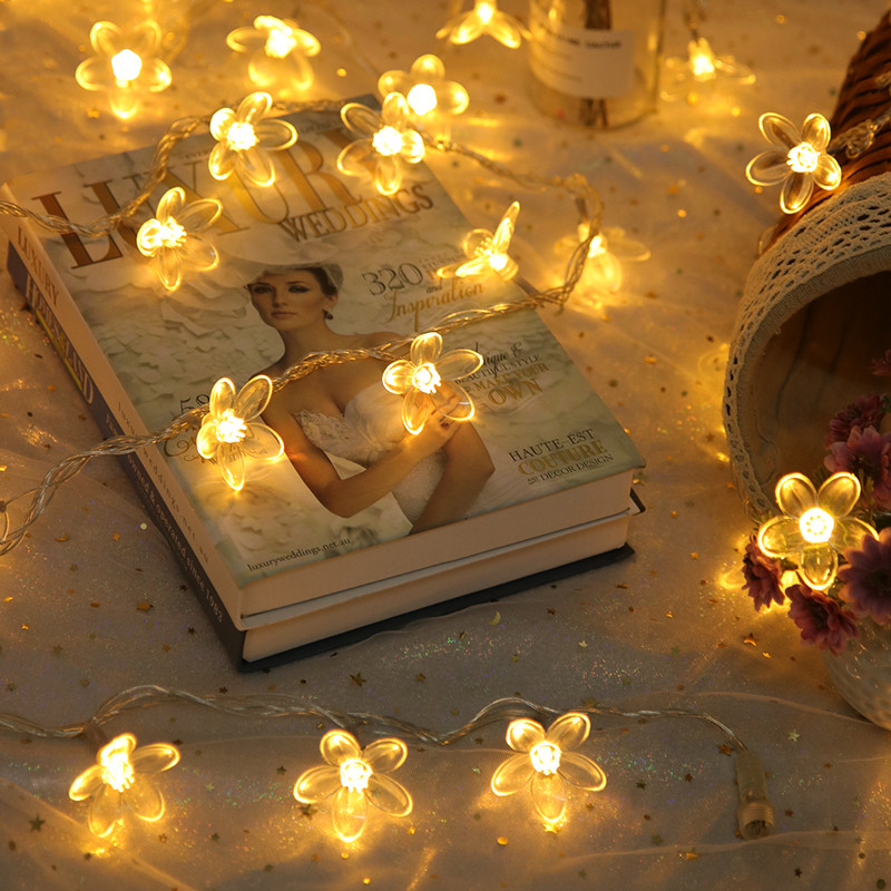 LED small color light flash light string big peach flower room decoration Bedroom decoration trunk surprise net red star light