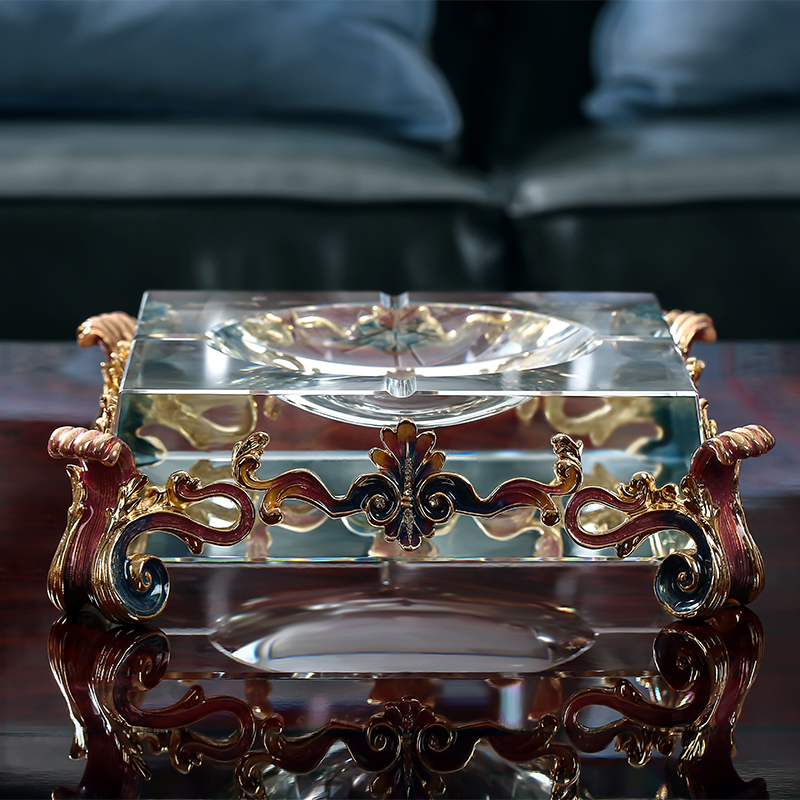 Enamel color ashtray office atmosphere simple new Chinese style crystal ashtray creative personality trend home living room