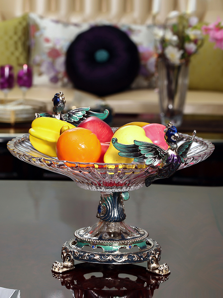 Crystal glass fruit plate New Chinese style creative personality snack sugar dried fruit plate European style creative living room dining room decoration