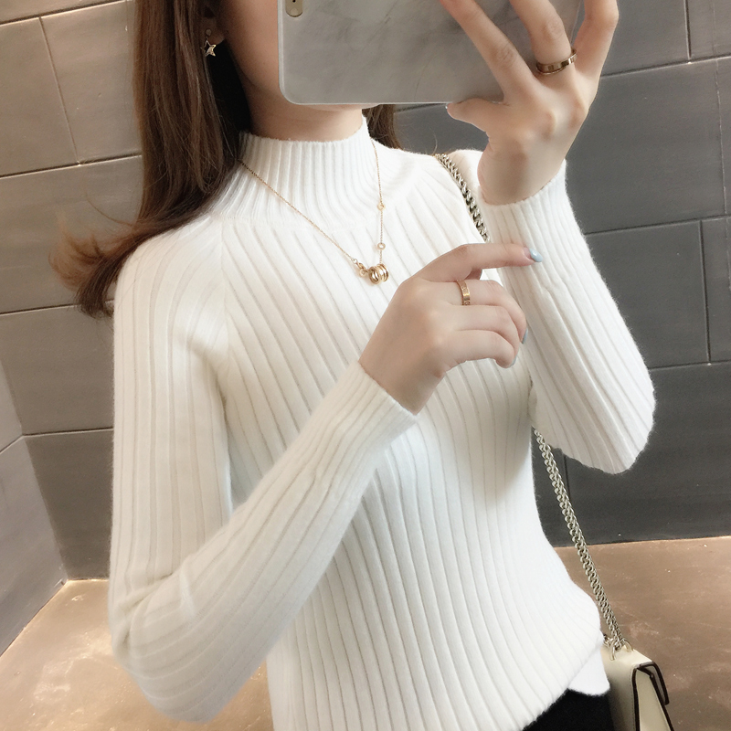 秋装网红半高领内搭女士毛衣2019年新款修身针织打底衫秋冬上衣潮