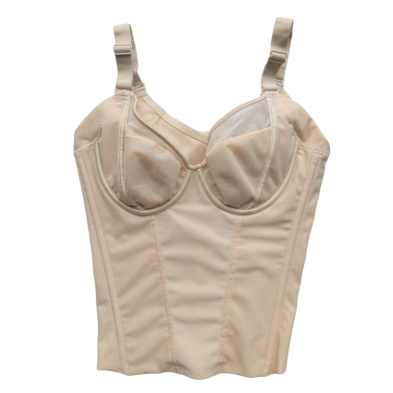 2025 Model Extended Thirteen-Row Buckle Vest-Style Smooth Long Bra, Solid Color Lingerie, Light Luxury, Side Breast Support, Tummy Control, Waist and Abdomen Shaping