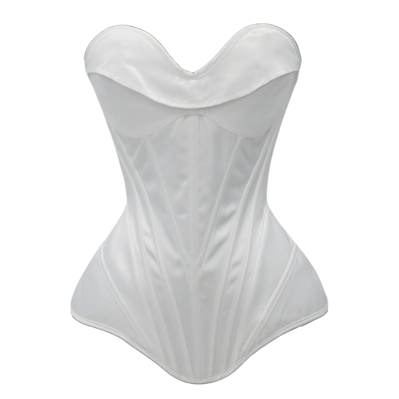 European and American Style Pure White Satin Strapless Corset Hourglass Waist Wedding Dress Sexy Evening Gown Corset