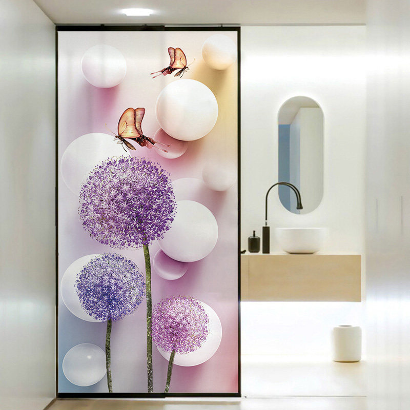 Electrostatic Frosted Glass Stickers Cling Film Windows Balcony Shading Makeup Room Bathroom Anti-Peep Windows Flower Free opaque