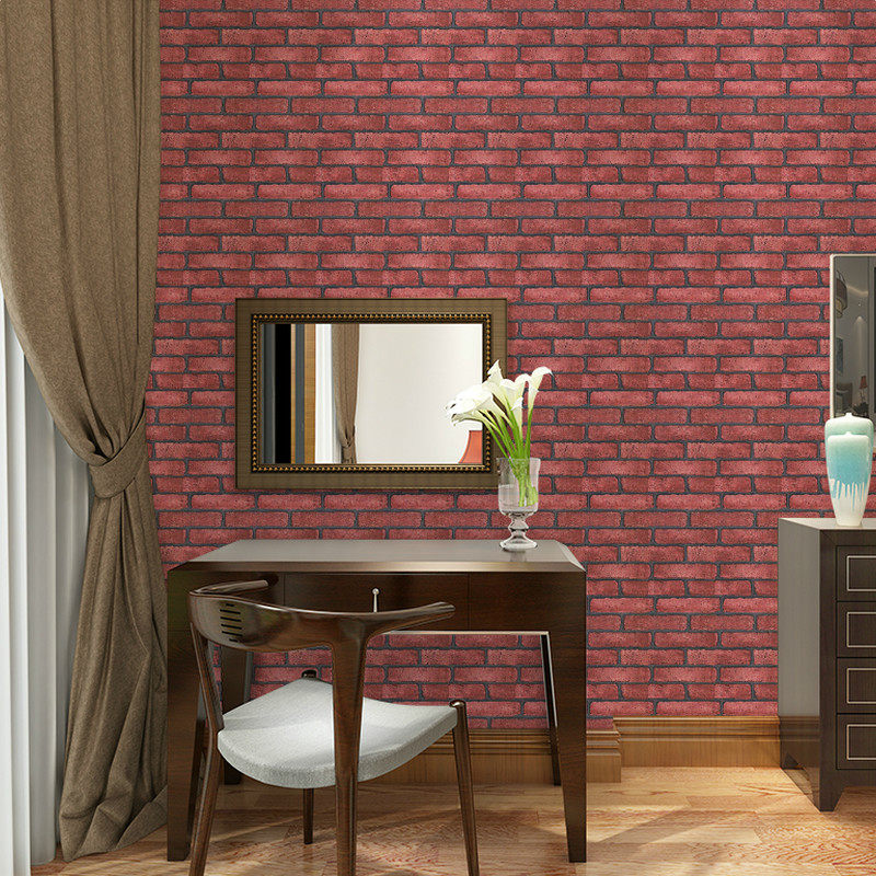 Retro brick with self-adhesive wallpaper wallpaper wall sticker TV background wall wallpaper red brick grey brick imitation ancient brick-and-mortar