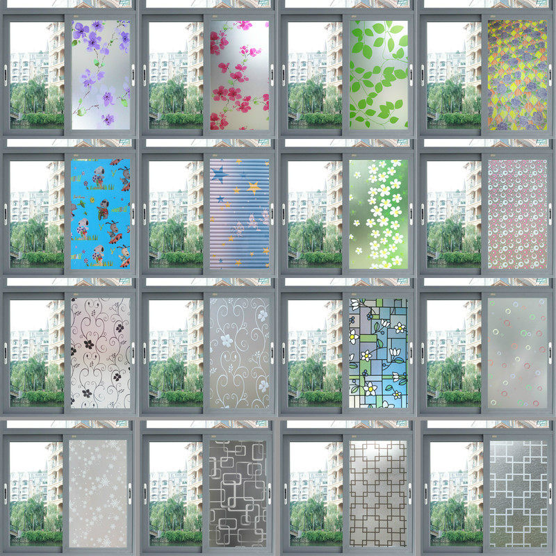 60cm window floral paper window with frosted sticker make-up room light transmission opaque bathroom paper window glass cling film