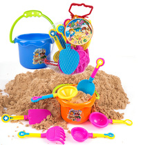 Children Beach Play Water Play Sand Toy Plastic Bucket Shovels Spray Pot Glasses Drain Mesh Suit Outdoor 9 pieces of a boy