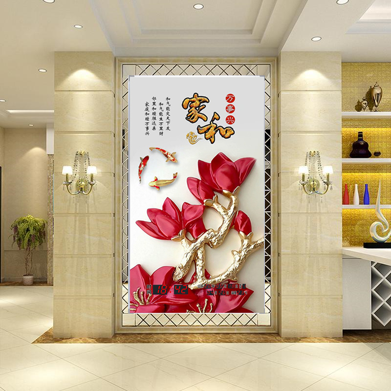 Jiuyu Tuxuan Guan Decoration Painting Modern Digital Perpetual Calendar Electronic Bell Hanging Painting Home Living Room Aisle Veranda vertical version