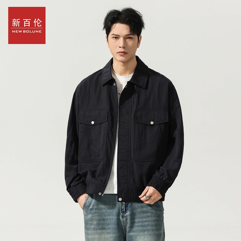 New Balance 2026 Spring and Autumn New Men's Jacket Lyocell Nylon Linen Blend Turn-Down Collar Workwear Lightweight Coat