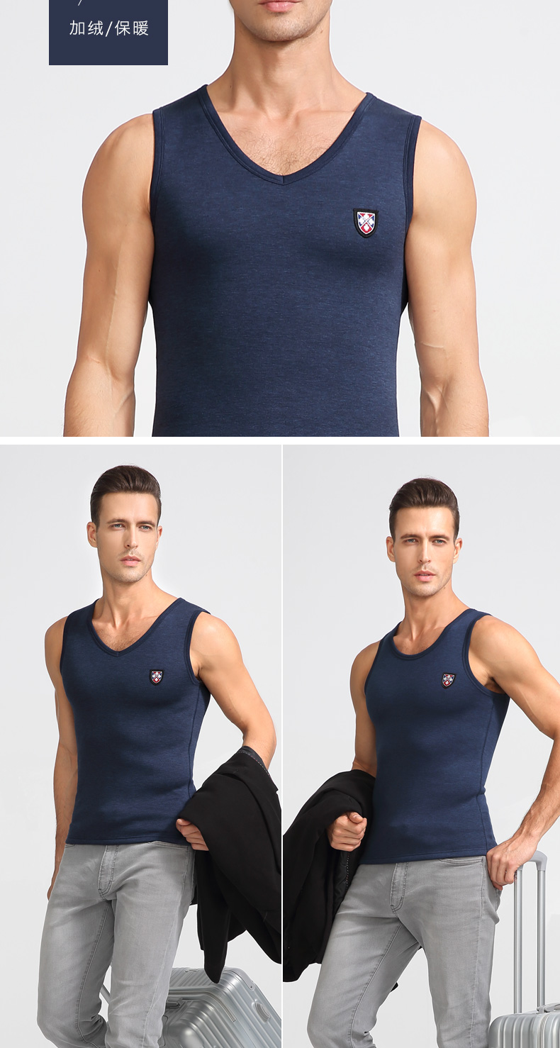 Áo vest nam ấm áp cộng với nhung dày bó sát thể thao chạm đáy thanh niên Slim mùa thu và mùa đông ấm áp áo lạnh ao lot