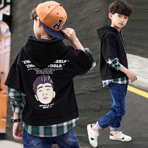  Boys spring and Autumn clothes big children long-sleeved boys ten 10 primary school students hooded sweatshirt 13 childrens cotton tops 12 years old