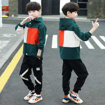  Boys sports suit 9 ten 11 big boys autumn clothes 13 primary school boys  handsome clothes 12-15 years old tide