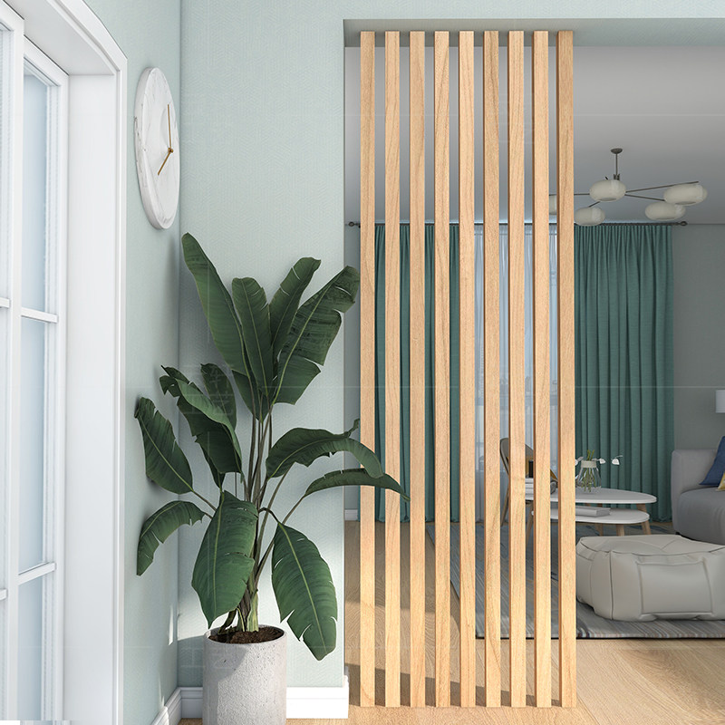 New Chinese Nordic wind solid wood partition screen vertical striped column into the living room grille decorated with simple bedroom porch