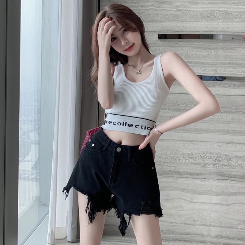 Denim Shorts Woman 2022 New Tide Spring Summer High Waist Display Slim Size Size Fat Mm Broadleg A Word Hair Side Hot Pants Character