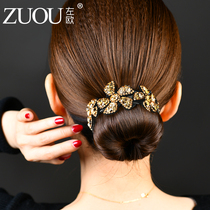 Pony-tailed buckle Clipper Korean low ball head flower head rhinestone headdress Hairband Korean pan head artifact female hairclip