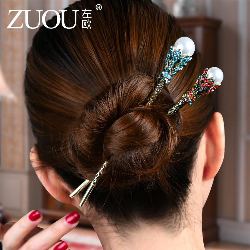 Hairpin female ancient style hair accessories simple Joker retro hair hair hairpin small black clip ancient Hanfu hair accessories plate hair hairpin hairpin