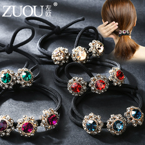 Head rope female simple temperament elegant hair Hairband retro French rubber band high elastic durable Net red leather case