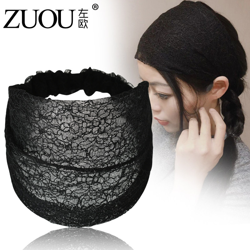 Hair ribbon girl headdress fashion lace summer wide edge simple all-match pure color retro turban harbor wind INS headdress