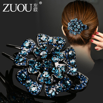 Hairpin back of the headdress Korean rhinestone plate hair large word clip Adult flower mom elegant duckbill clip