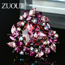 Corsage simple and wild Korean brooch Crystal temperament ladies elegant flower coat high-end fashion clothes accessories