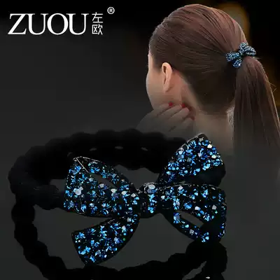 Rubber band hair rope headdress Hairband Korean bow rhinestone Korean elegant lady adult rubber band Hairband