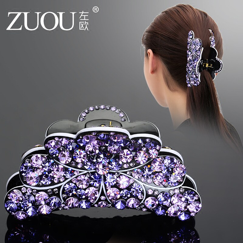 Clip headdress Hair clip grip clip Large Korean rhinestone elegant disc hair jewelry Korean version of adult full diamond hair grip