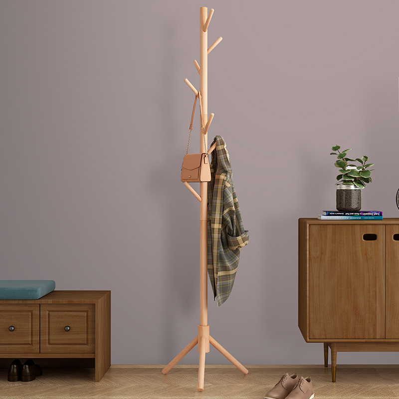 Solid Wood Hanger Floor Bedroom Clothing Cap Rack Simple Genguan Hanging Hanger Home Clothes Rack Vertical Clothes Hanger Provincial Space