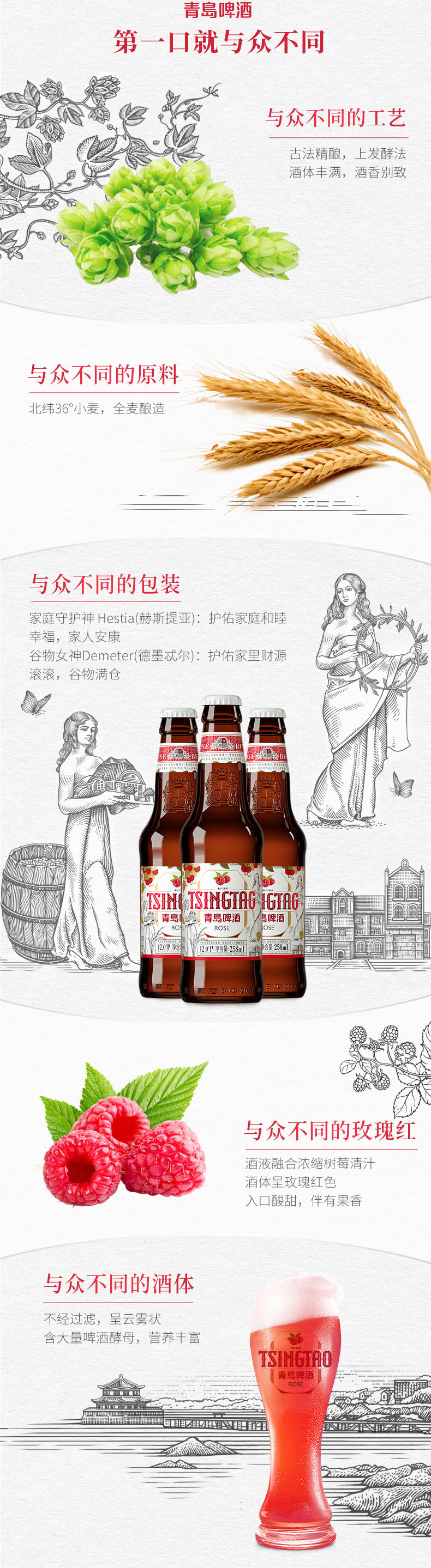 青岛啤酒 玫瑰红12度精酿白啤 258ml*24瓶 整箱装 图3