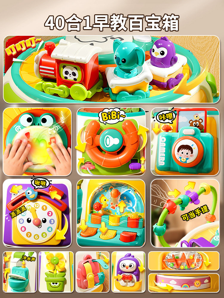 Early Education Treasure Box Multifunctional Children's Hexahedral Educational Game Toy for Boys and Girls Aged 1 to 3 Years Old Baby 2 Infant 6